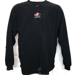 Nike Men's Black Crewneck Sweater with Red Logo